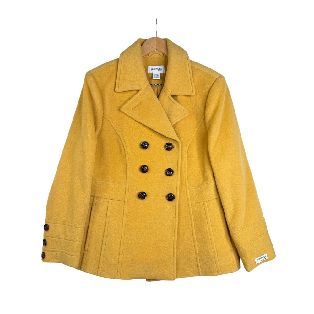 St. John's Bay Women's Wool/Cashmere Blend Double Breasted Peacoat size Large Ye